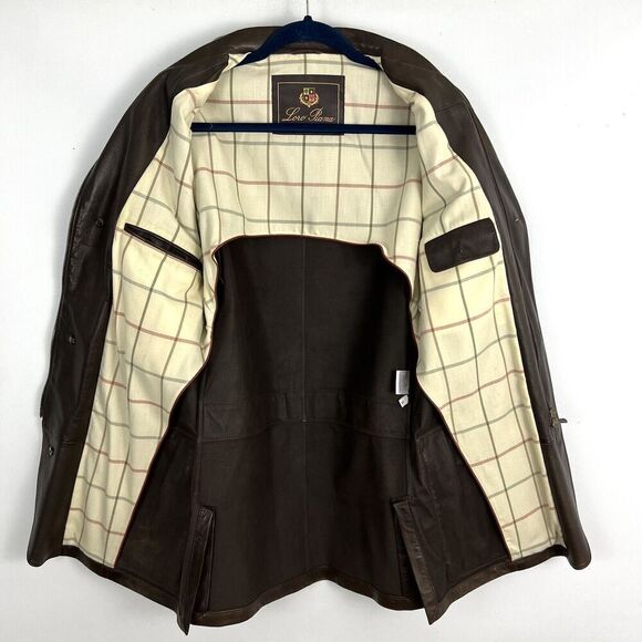 LORO PIANA Leather Jacket Mens S Brown Soft Lambskin Button Front  Collared - Picture 3 of 12